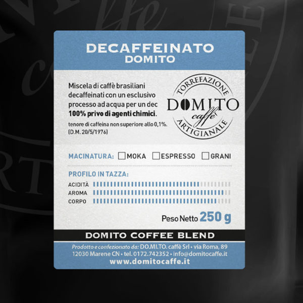 etichetta domito decaffeinato